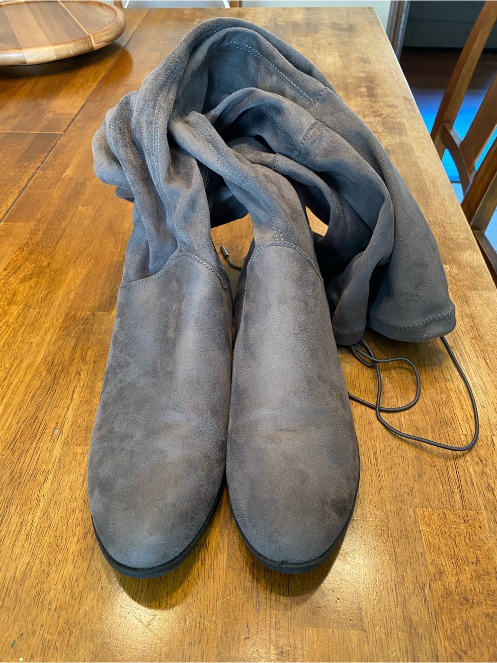 Wanted Over The Knee Slate Gray Suede Boots Size 8.5 Flat With 1” Heel NWOT - Picture 3 of 4